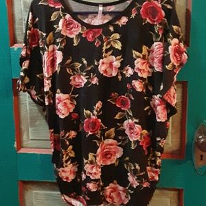 Rose pattern dolman top